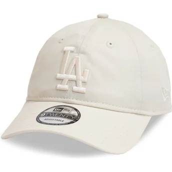 Beige justerbar böjd keps med beige logo 9TWENTY League Essential Los Angeles Dodgers MLB från New Era
