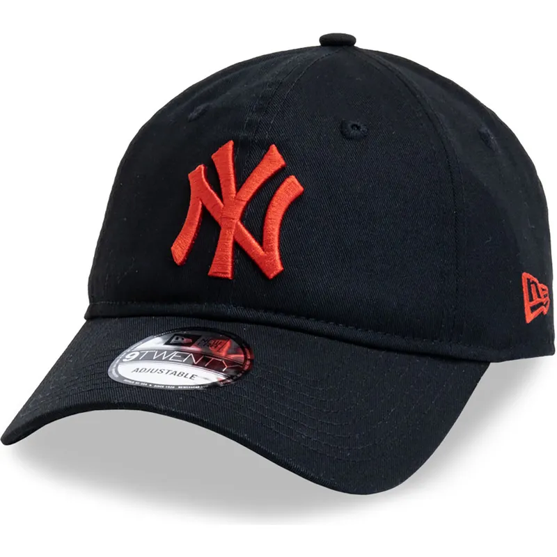 new-era-9twenty-league-essential-new-york-yankees-mlb-schwarze-verstellbare-kappe-mit-rotem-logo