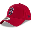 rote-verstellbare-kappe-mit-gebogenem-schirm-und-marineblauem-logo-9twenty-core-classic-von-boston-red-sox-mlb-von-new-era
