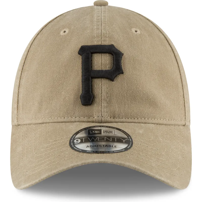 braune-verstellbare-curved-cap-mit-schwarzem-logo-9twenty-core-classic-der-pittsburgh-pirates-mlb-von-new-era