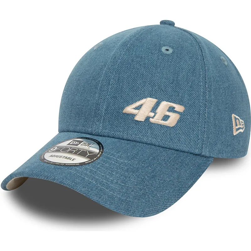new-era-9forty-snapback-kappe-mit-gebogenem-schirm-in-blau-valentino-rossi-vr46-motogp-denim