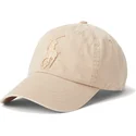 polo-ralph-lauren-curved-brim-big-pony-chino-classic-sport-beige-adjustable-cap-with-beige-logo