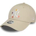 beige-verstellbare-damenkappe-9forty-flower-der-new-york-yankees-mlb-von-new-era