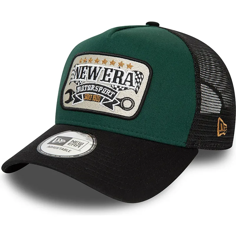 cepice-zaoblena-zelena-snapback-a-frame-patch-motorsport-new-era