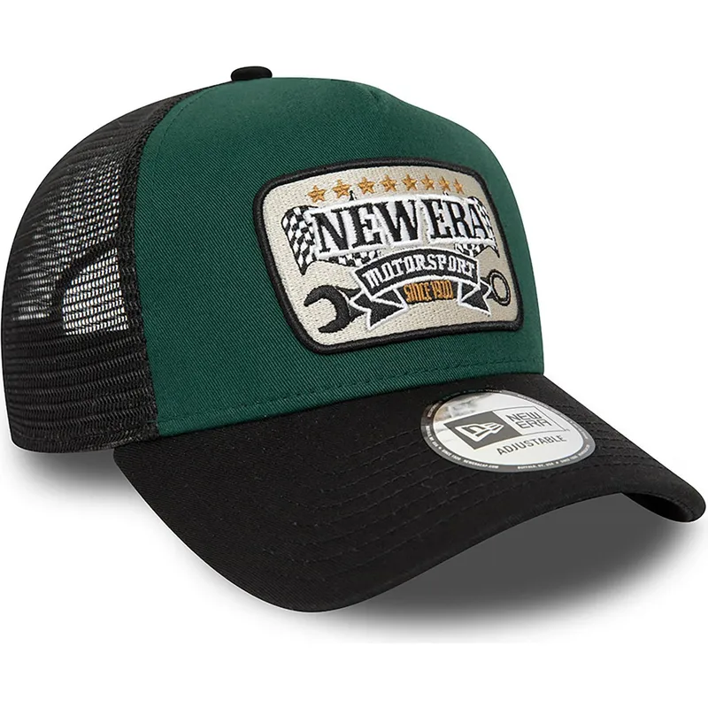 cepice-zaoblena-zelena-snapback-a-frame-patch-motorsport-new-era