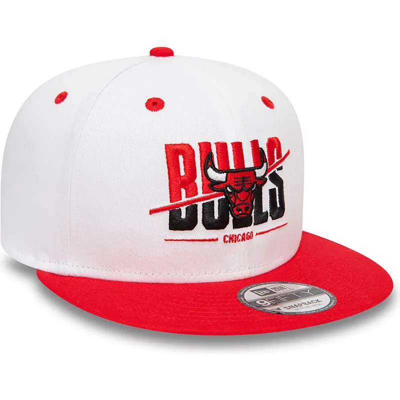 weisse-und-rote-flache-snapback-kappe-9fifty-white-crown-von-chicago-bulls-nba-von-new-era