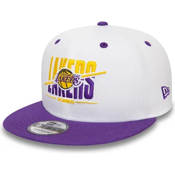 Los Angeles Lakers NBA vit och violett platt keps snapback 9FIFTY White Crown från New Era