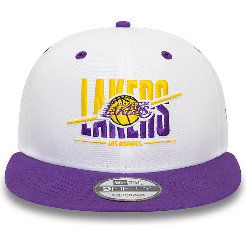 weisse-und-violette-flache-snapback-kappe-9fifty-white-crown-der-los-angeles-lakers-nba-von-new-era