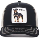 goorin-bros-rottweiler-dog-bad-boy-the-baddest-boy-the-farm-black-and-white-trucker-hat