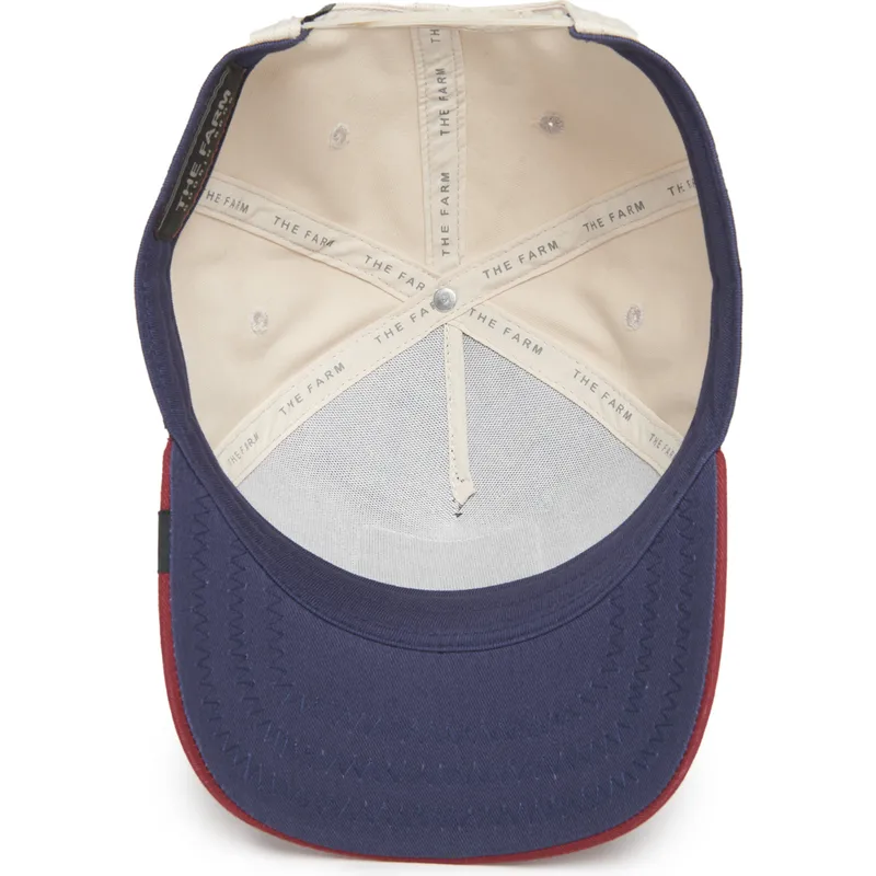 dunkelblaue-beige-und-rote-curved-cap-snapback-hahn-cock-all-american-rooster-100-the-farm-all-over-canvas-von-goorin-bros