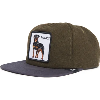 Grön och blå platt keps snapback hund rottweiler Bad Boy Top Dog The Farm Flats från Goorin Bros.