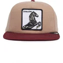 snapback-kappe-in-braun-und-rot-mit-flachem-schirm-stallion-free-rider-the-farm-flats-von-goorin-bros