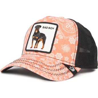 Goorin Bros. Rottweiler Dog Bad Boy Lovesexy The Farm Paisley Pink and Black Trucker Hat