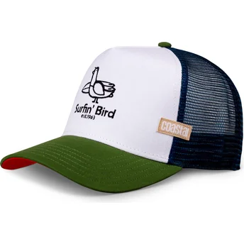 Vit, blå och grön trucker-keps Surfin Bird HFT från Coastal