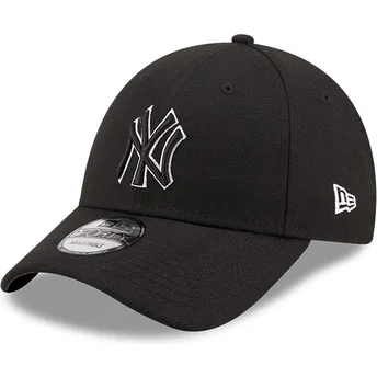 Justerbar svart böjd keps med svart logotyp 9FORTY Pop Outline från New York Yankees MLB av New Era