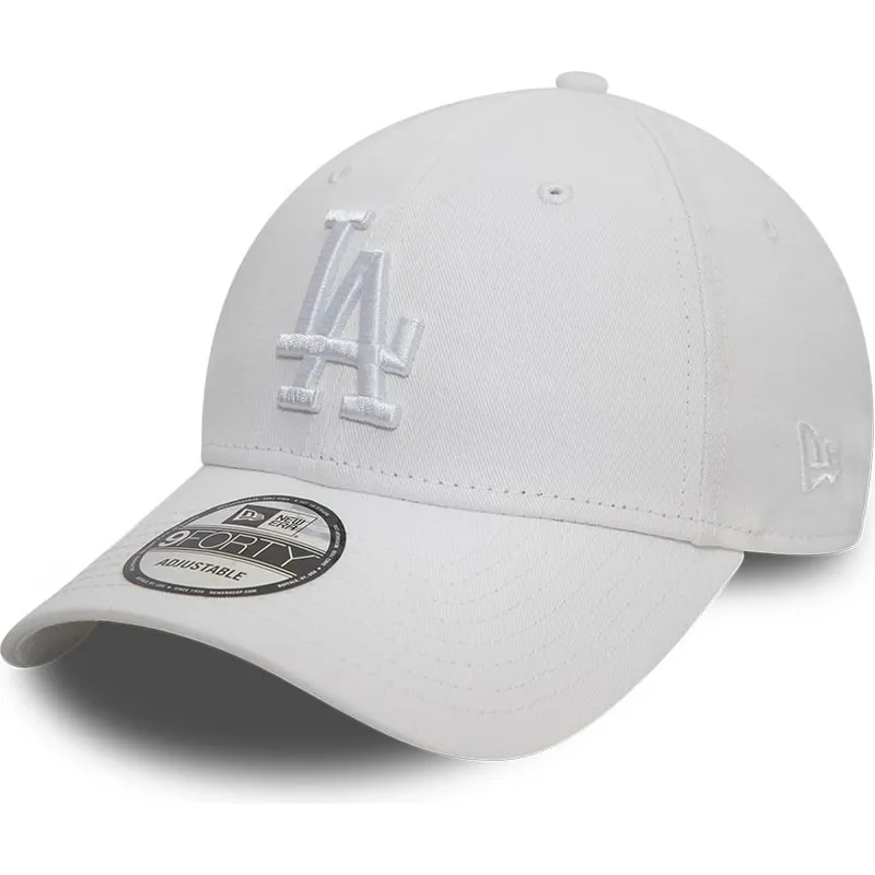 vit-justerbar-kurvad-keps-med-vit-logotyp-9forty-league-essential-fran-los-angeles-dodgers-mlb-av-new-era