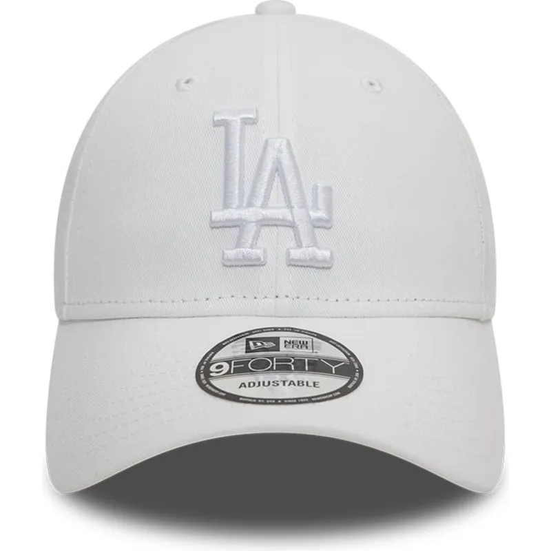 vit-justerbar-kurvad-keps-med-vit-logotyp-9forty-league-essential-fran-los-angeles-dodgers-mlb-av-new-era