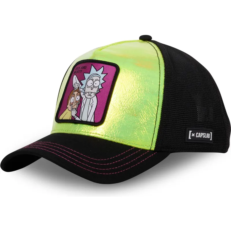 grune-und-schwarze-trucker-kappe-rick-und-morty-ope-von-capslab