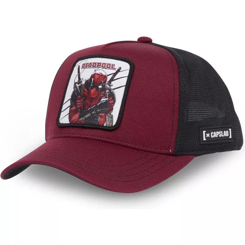 capslab-deadpool-bad1-marvel-comics-maroon-and-black-trucker-hat