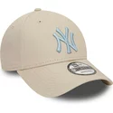 new-era-curved-brim-light-blue-logo-9forty-league-essential-new-york-yankees-mlb-beige-adjustable-cap