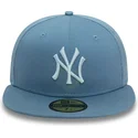 new-era-59fifty-league-essential-new-york-yankees-mlb-blaue-angepasste-flache-kappe-mit-blauem-logo