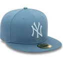 new-era-59fifty-league-essential-new-york-yankees-mlb-blaue-angepasste-flache-kappe-mit-blauem-logo