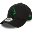 schwarze-verstellbare-kappe-mit-gebogenem-schirm-und-grunem-logo-9forty-team-outline-der-los-angeles-dodgers-mlb-von-new-era