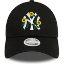 new-era-9forty-new-york-yankees-mlb-damen-verstellbare-schwarze-kappe-mit-gebogenem-schirm-und-blumenmuster