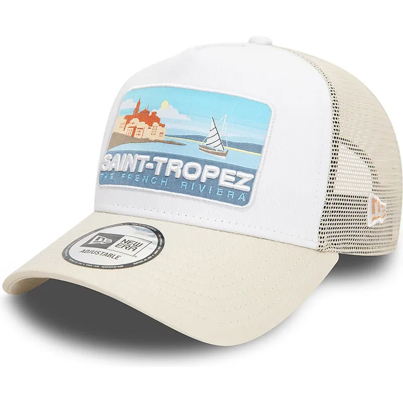 cepice-zaoblena-bezova-snapback-a-frame-summer-saint-tropez-ciudades-y-playas-new-era