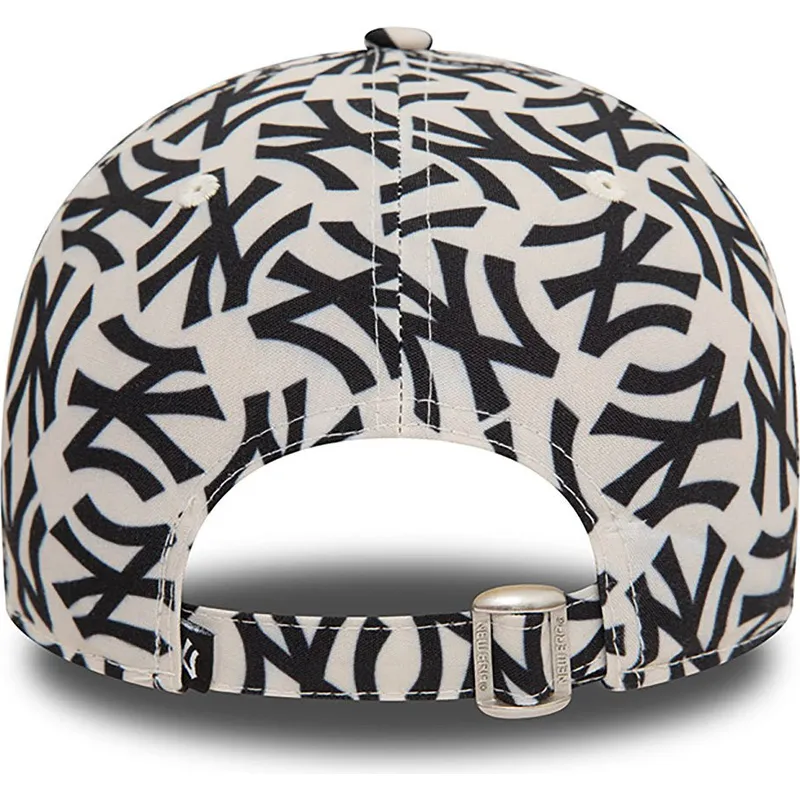 gebogene-beige-und-schwarze-verstellbare-kappe-9forty-monogram-von-new-york-yankees-mlb-von-new-era