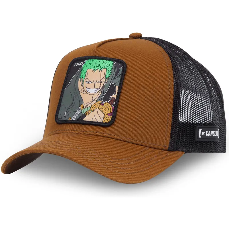 capslab-roronoa-zoro-zor1-ct-one-piece-brown-and-black-trucker-hat