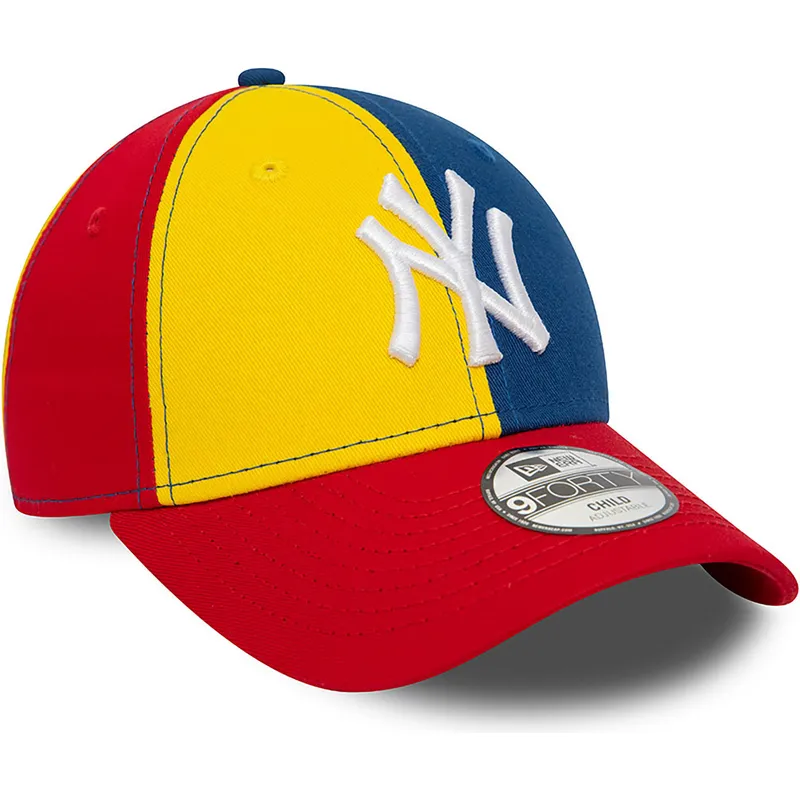 mehrfarbige-verstellbare-gebogene-kappe-fur-kinder-9forty-block-new-york-yankees-mlb-von-new-era