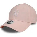 rosa-justerbar-kurvkeps-for-kvinnor-9forty-linen-new-york-yankees-mlb-fran-new-era