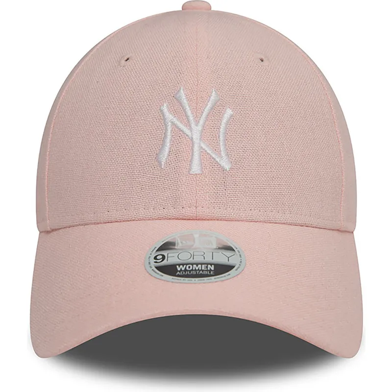 rosa-justerbar-kurvkeps-for-kvinnor-9forty-linen-new-york-yankees-mlb-fran-new-era