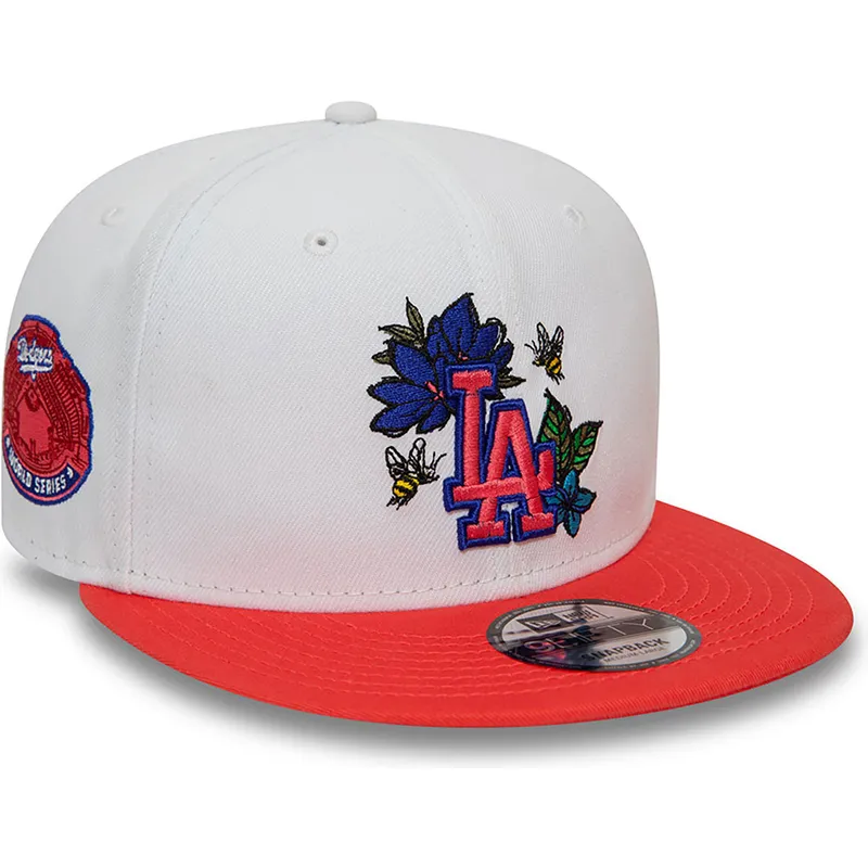 weisse-und-rote-flache-snapback-kappe-9fifty-floral-der-los-angeles-dodgers-mlb-von-new-era