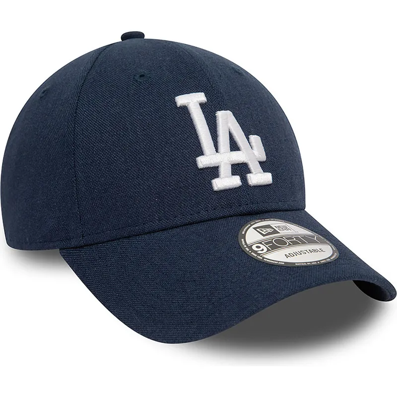 marineblaue-verstellbare-curved-cap-9forty-linen-der-los-angeles-dodgers-mlb-von-new-era