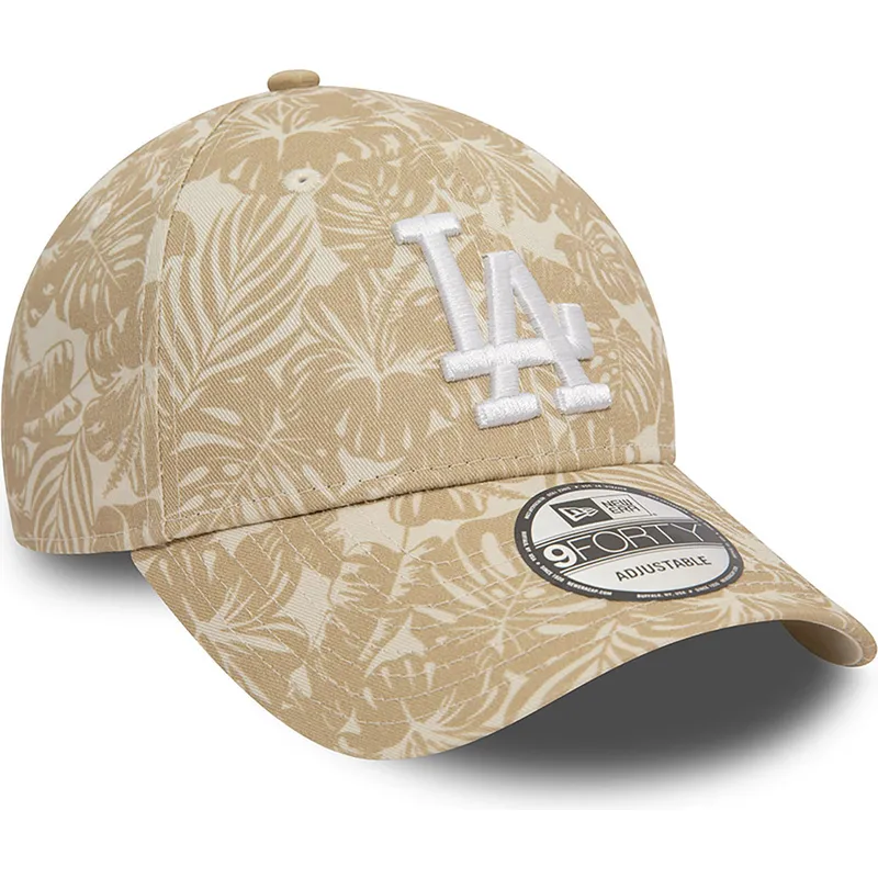 braune-verstellbare-curved-cap-9forty-summer-all-over-print-der-los-angeles-dodgers-mlb-von-new-era