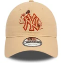 verstellbare-braune-kappe-9twenty-floral-der-new-york-yankees-mlb-von-new-era