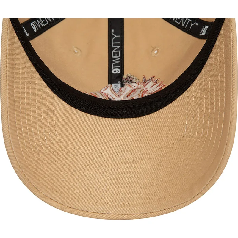 new-era-new-york-yankees-mlb-9twenty-verstellbare-braune-kappe-mit-gebogenem-schirm-und-blumenmuster