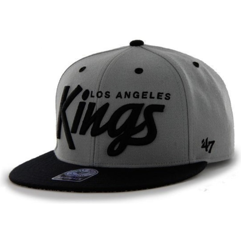 47-brand-flat-brim-script-logo-los-angeles-kings-nhl-snapback-cap-dunkelgrau
