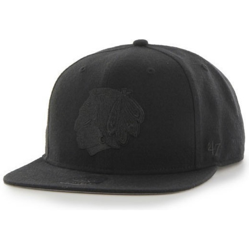 47-brand-flat-brim-schwarzes-logo-chicago-blackhawks-nhl-sure-shot-snapback-cap-schwarz-