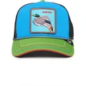 trucker-cap-blau-schwarz-und-entengrun-hunted-get-the-zapper-insert-coin-vol2-the-farm-von-goorin-bros
