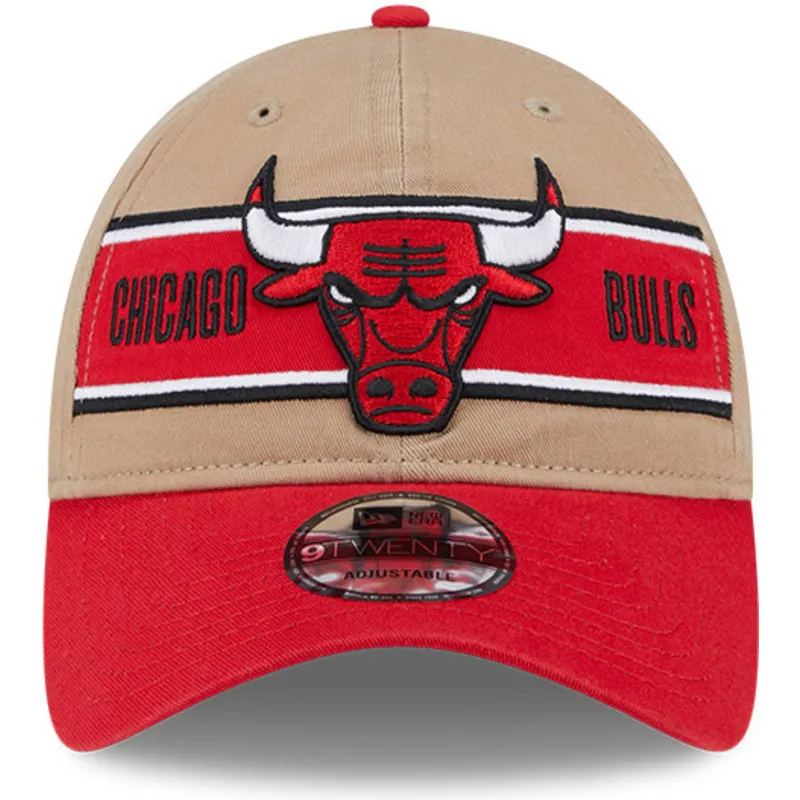 braune-und-rote-verstellbare-gebogene-kappe-9twenty-draft-2024-von-chicago-bulls-nba-von-new-era