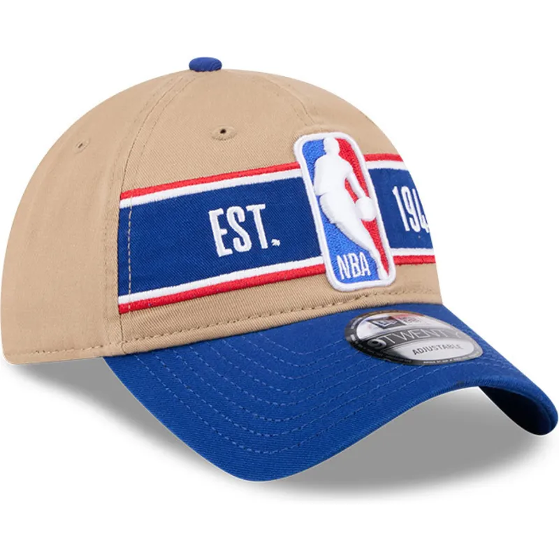 braune-und-blaue-verstellbare-curved-cap-9twenty-draft-2024-von-nba-von-new-era
