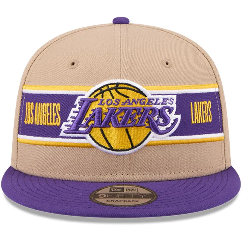 braune-und-violette-flatcap-snapback-9fifty-draft-2024-der-los-angeles-lakers-nba-von-new-era