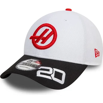 Καπέλο καμπύλης λευκό και μαύρο snapback Kevin Magnussen 9FORTY της Haas F1 Team Formula 1 από τη New Era