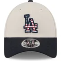 beige-und-marineblaue-snapback-kappe-9forty-stretch-snap-4th-of-july-der-los-angeles-dodgers-mlb-von-new-era