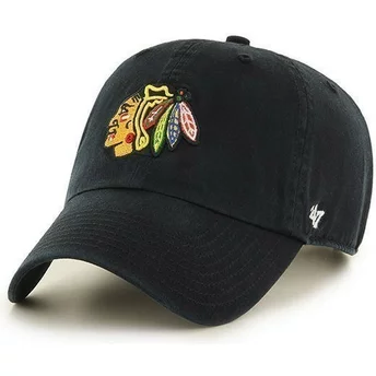 47 Brand Curved Brim Chicago Blackhawks NHL Clean Up Cap schwarz