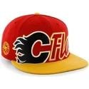 47-brand-flat-brim-script-logo-calgary-flames-nhl-black-snapback-cap