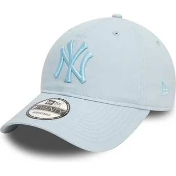 New Era Curved Brim Blue Logo 9TWENTY League Essential New York Yankees MLB Light Blue Adjustable Cap